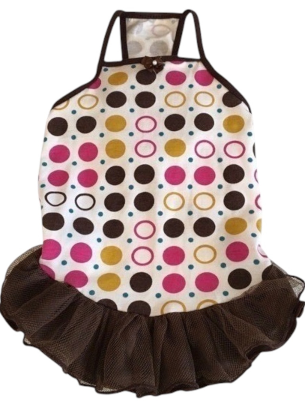 Hip Doggie Polka Dot Tutu Dog Dress Brown/Pink Size M